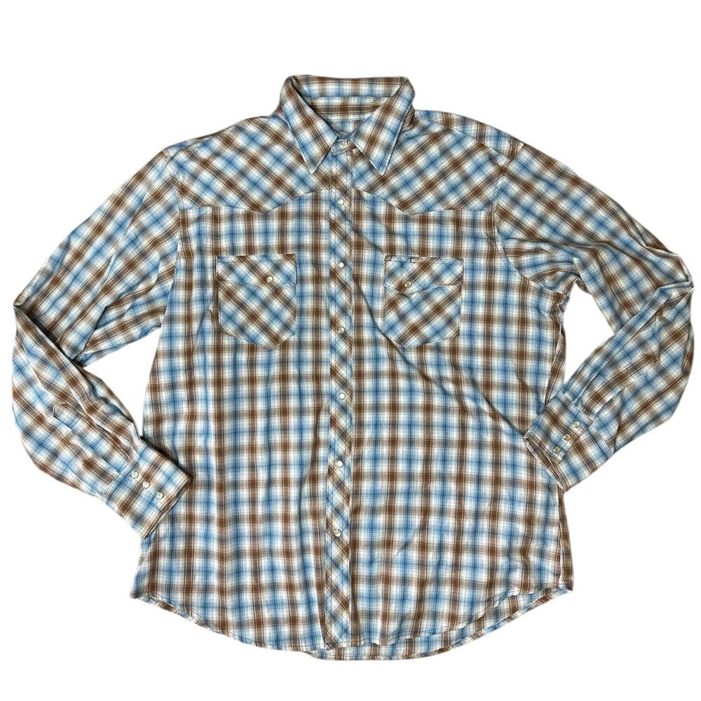 Wrangler Wrancher Men's Pearl Snap Western Shirt XL Long Sleeve Cowboy Work